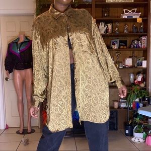 Vintage Silk oversized button up shirt